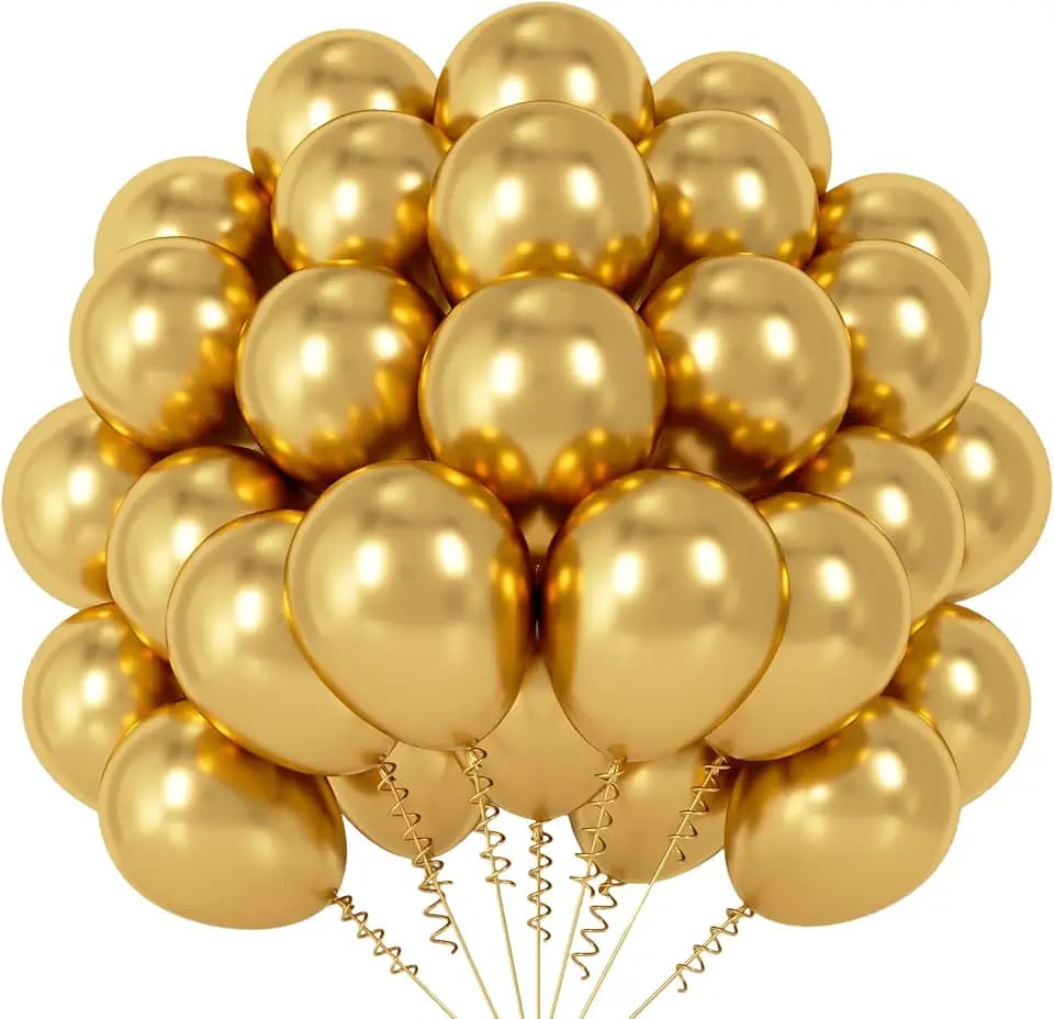 Luftballons Gold, 62 Stück Goldene Luftballons Metallic, Helium Ballons Gold, Goldene Latex Ballons Party Deko für Geburtstagsdeko Mädchen Graduation Jubiläum Hochzeit Neujahr Eid Mubarak, 12 Zoll