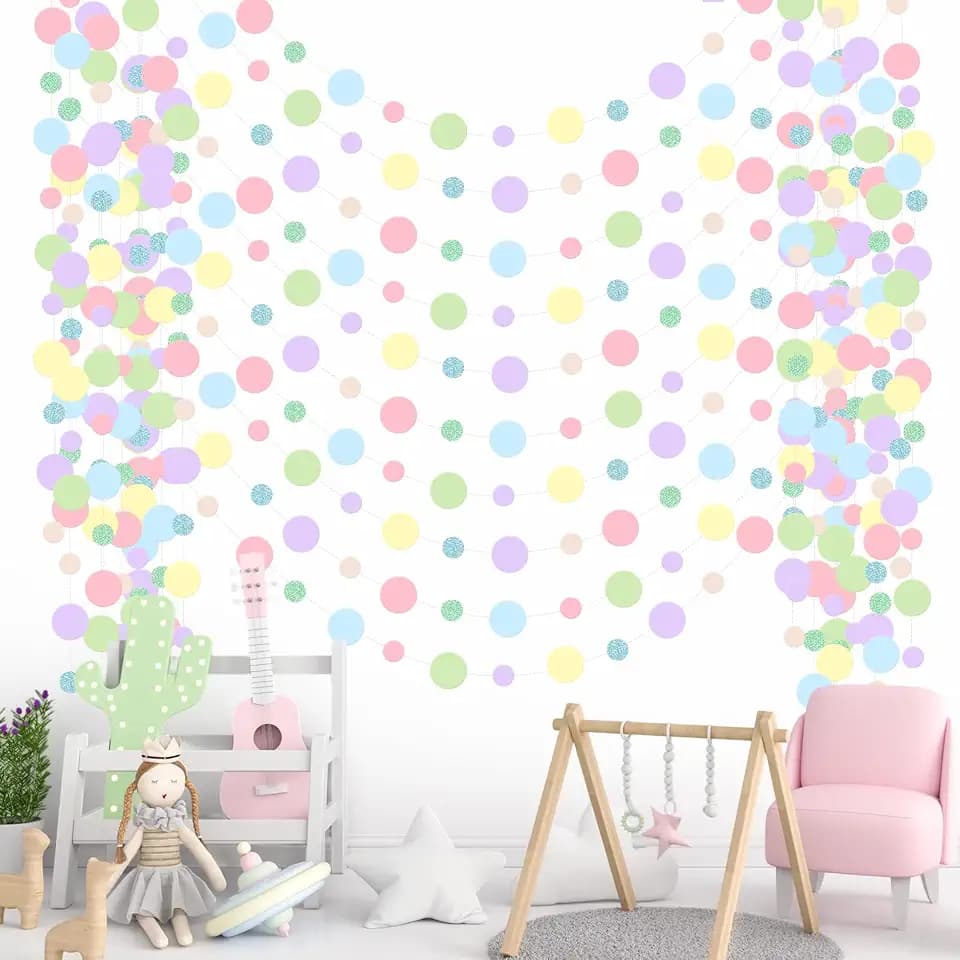 Outus 10 Pieces Dot Garland Banner Hanging, Pastel