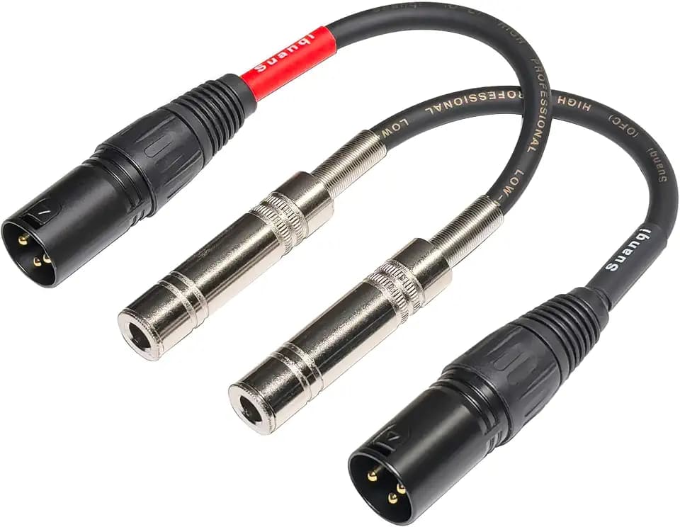 XLR Male to 1/4 inch TRS Female Adapter Cable, 6 inch, 2 Pack (XLR Male to TRS Female)