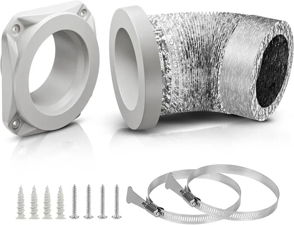 Magnetic Dryer Vent Connector Kit with 2.6ft Hose, 4 Inch ABS Snap-On Quick Connect for Tight Spaces, Airtight Seal Dryer Exhaust Venting Hookup Adapter for Laundry Room, SDV180