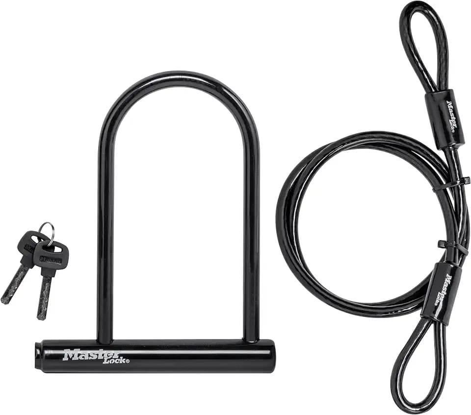 Master Lock 7-1/4" U-Lock Bike Lock with 4' Looped End Cable, 8385D