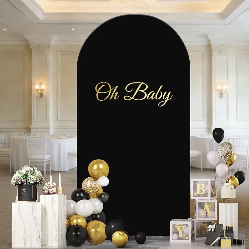 Black Arch Backdrop Cover 6FT, Thickened Arch Covers Stretchy Backdrop with Zipper Spandex Fitted Round Top Chiara Stand Cover for Birthday Party Baby Shower Banquet