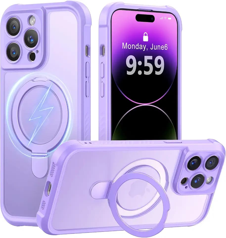 MOCCA Magnetic for iPhone 14 Pro Case with Stand,Light Purple