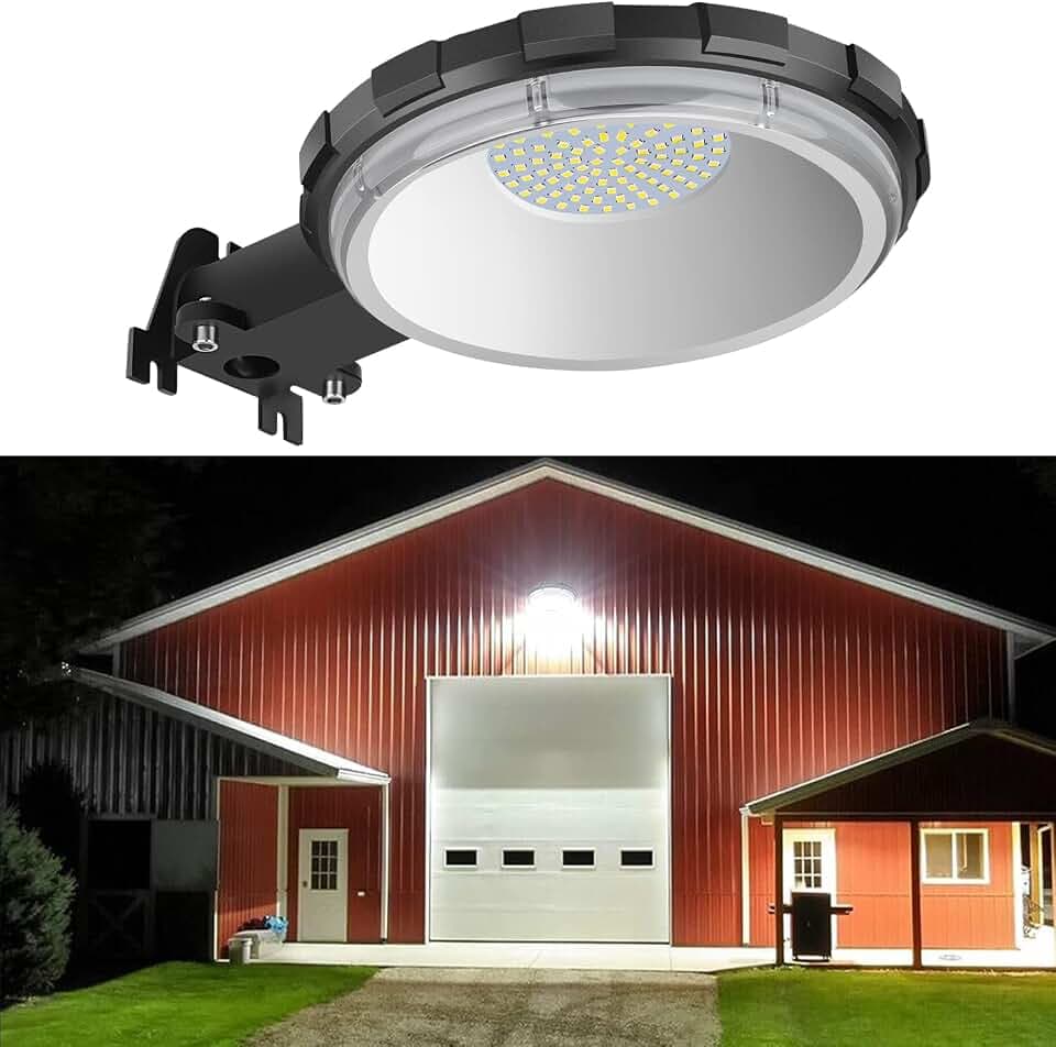 Karjoefar 100W Dusk to Dawn Outdoor Lighting with 10000LM 5000K Daylight