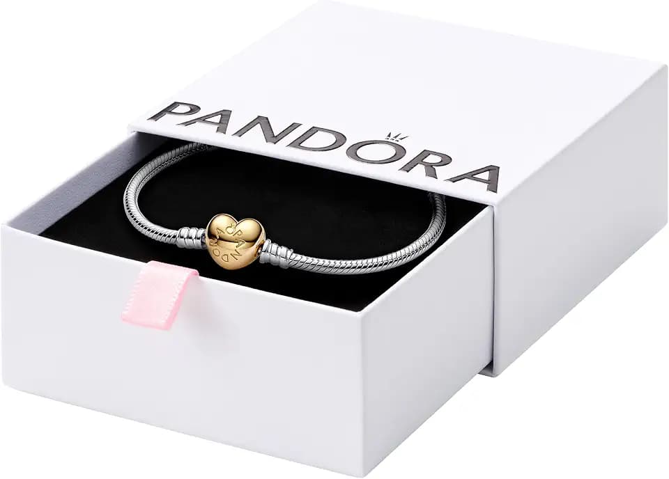 Pandora Icons Armband, glänzender Herzverschluss, mit 14-karätig vergoldetem Verschluss
