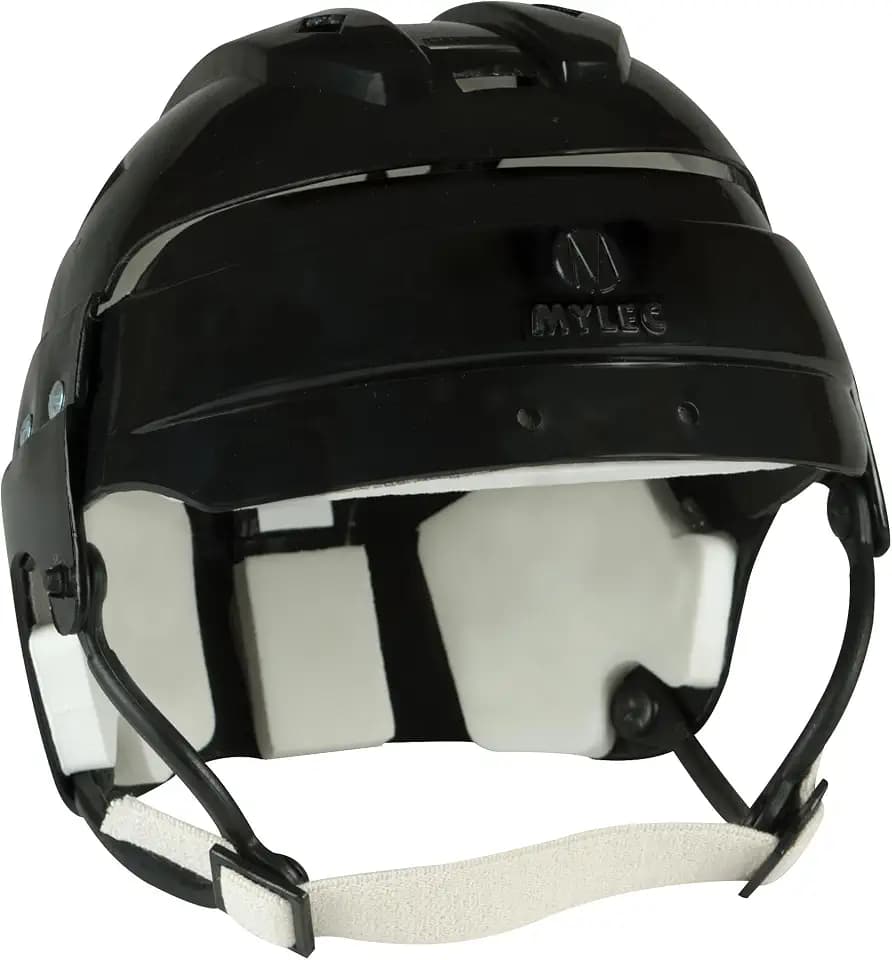 MyLec Pro Helmet with Chin Strap, Lightweight & Durable, High-Impact Plastic, Roller Hockey with Ventilation & Adjustable Elastic Straps, Secure Fit, 1/2" Foam Padding (Black)