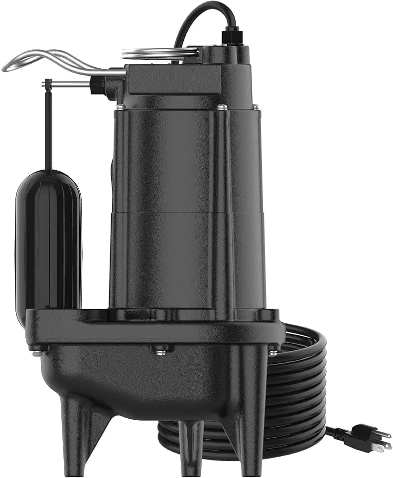 1/2 HP Sewage Pump 6020GPH Cast Iron Effluent Pump with Float Switch