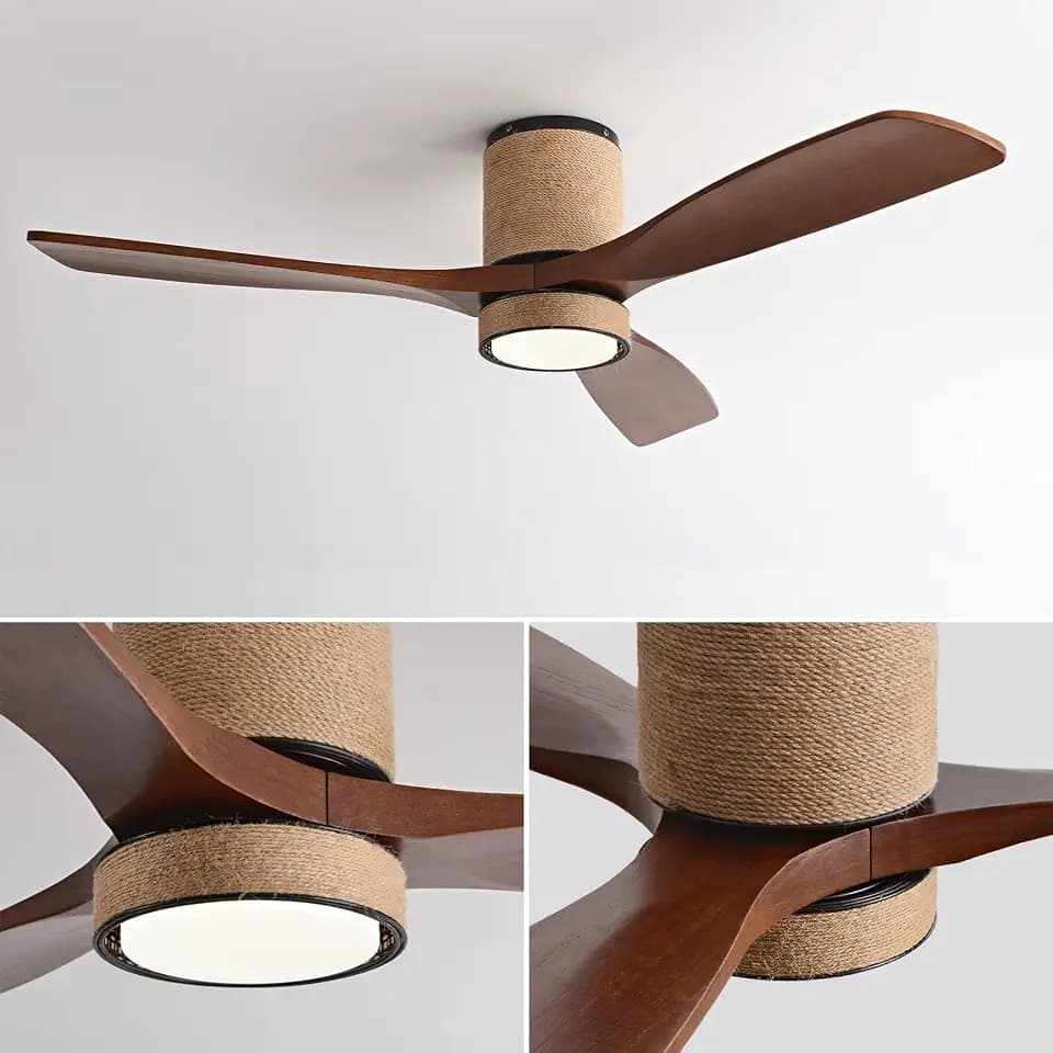52" Low Profile Flush Mount Ceiling Fan with Light and Remote