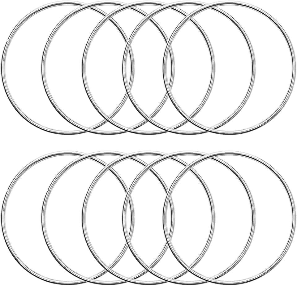 10 Pcs 2.5 Inch Metal Rings for Craft Silver Hoops Floral Macrame Hoops Rings for DIY Crafts Macrame Dream Catcher Supplies(Silver,2.5 inch)