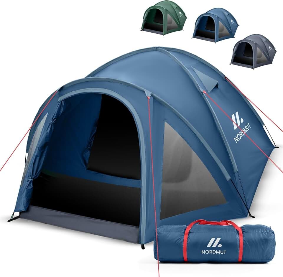 NORDMUT® Campingzelt für 2-4 Personen wasserdicht & leicht – Kuppelzelt mit verschließbarem Vorraum – 2-4 Mann Zelt mit hervorragender Luftzirkulation & kleinem Packmaß