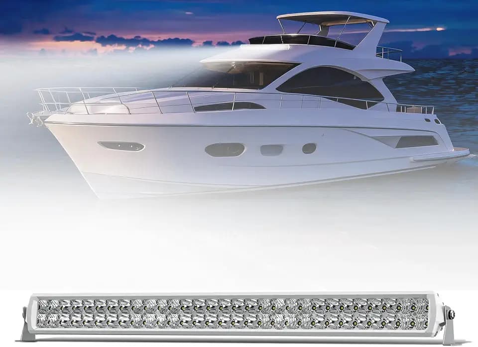 Marine Light Bar 32 Inch Double Row White LED for Boat Truck