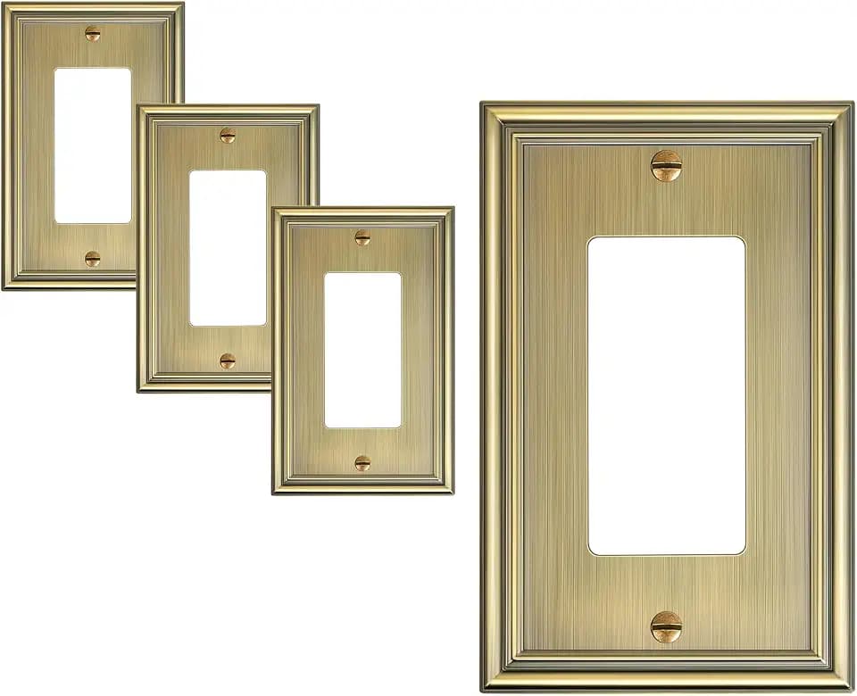 4-Pack Zinc Alloy Decorator Outlet Cover Plate, Solid Receptacle Cover