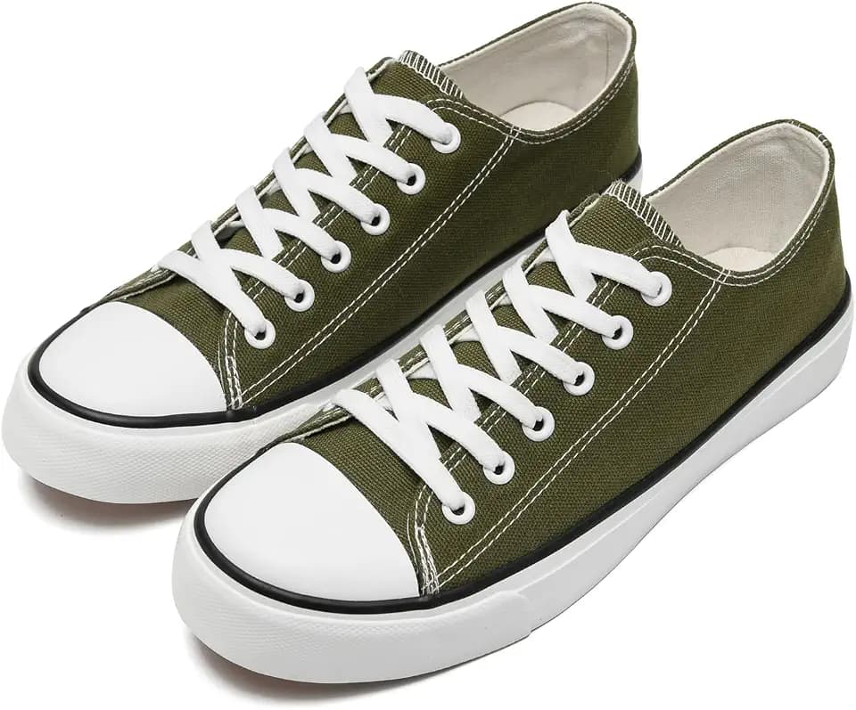rosyclo Canvas Shoes for Women and Men, Low Top Canvas Sneakers Fashion Lace Up Comfortable Womens Classic Casual Tennis Walking Shoes