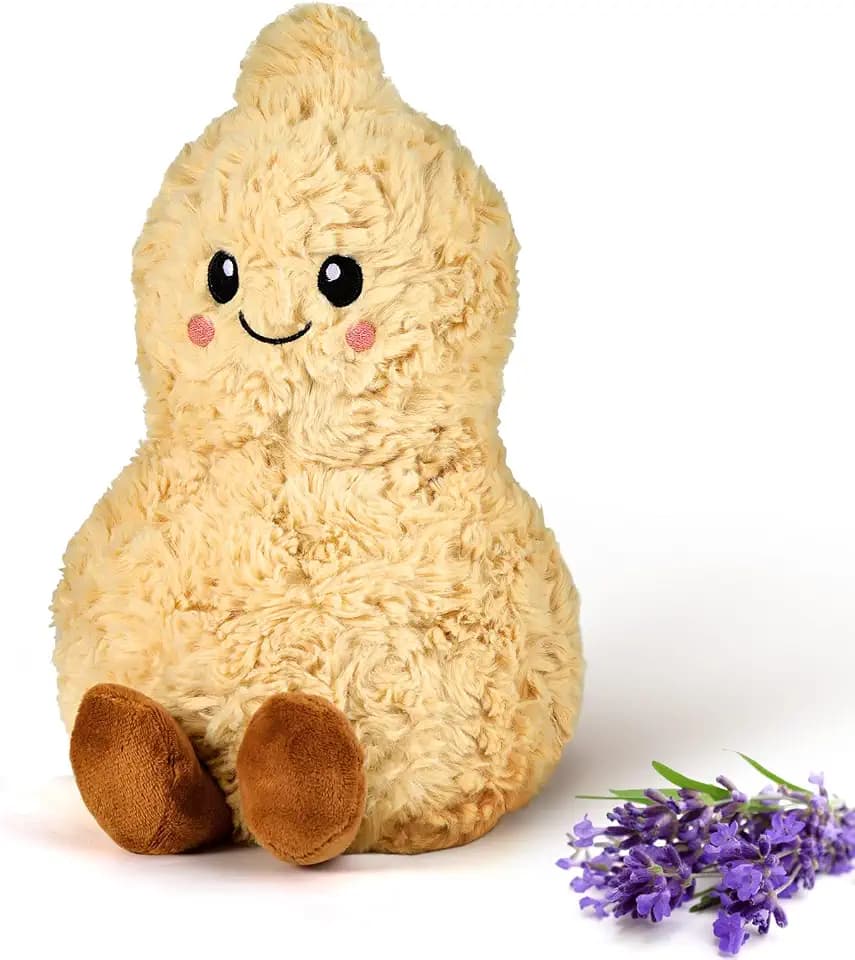 Microwave Heating Pad for Period Cramps - Weighted Stuffed Animals for Pain Stress Relief, Lavender Scented Peanut Plush with Removable Microwave Heat Pack for Relaxation