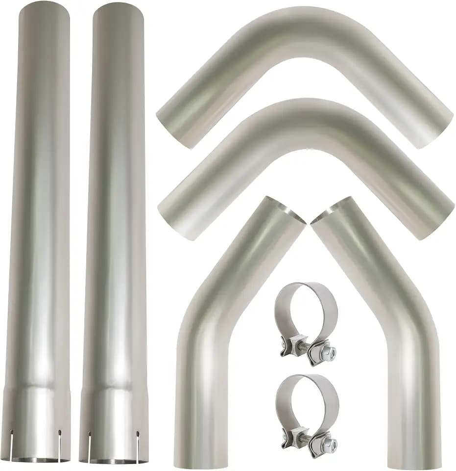 3.0 Inch DIY Custom Exhaust Pipe Kit Stainless Steel Universal 3" OD 45/90 Degree Mandrel Bend Elbow Pipe & Straight Pipe Kit with 2 Exhaust Clamps, 6 Pack