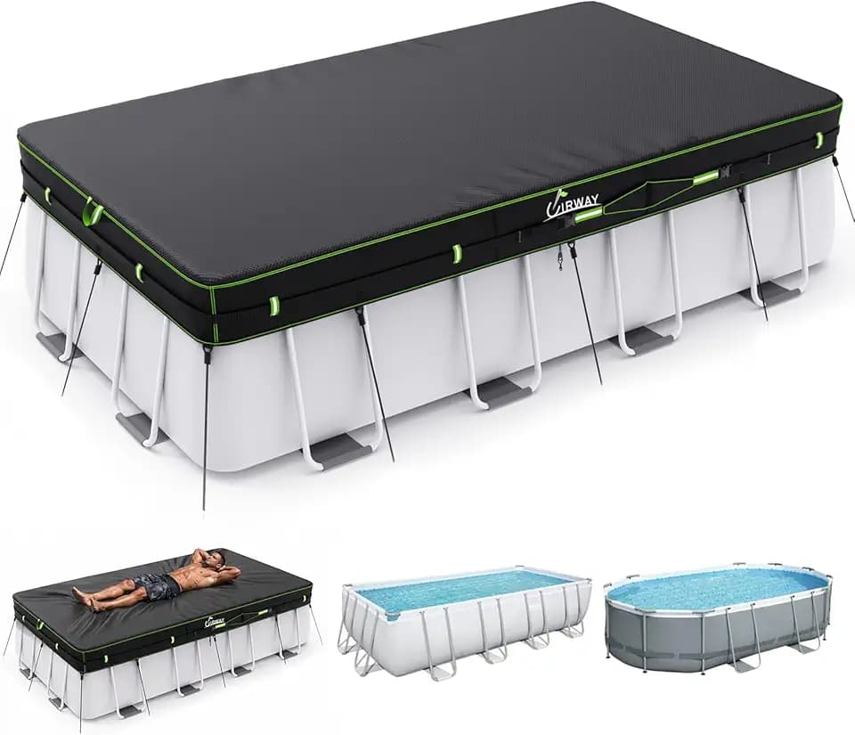 UIRWAY 500D 7x10FT Winter Pool Cover Rectangular Heavy Duty Thick Fabric