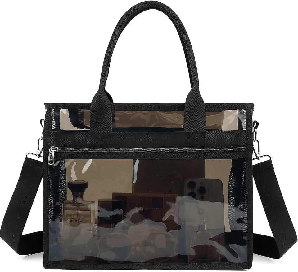 Fammart Clear Bags 12x6x12 Stadium Approved, Jelly Tote Bag for Women