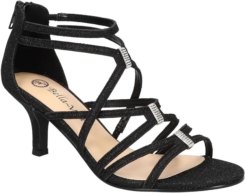 Bella Vita Womens Glitter Pumps Black 6.5 Wide (C,D,W)