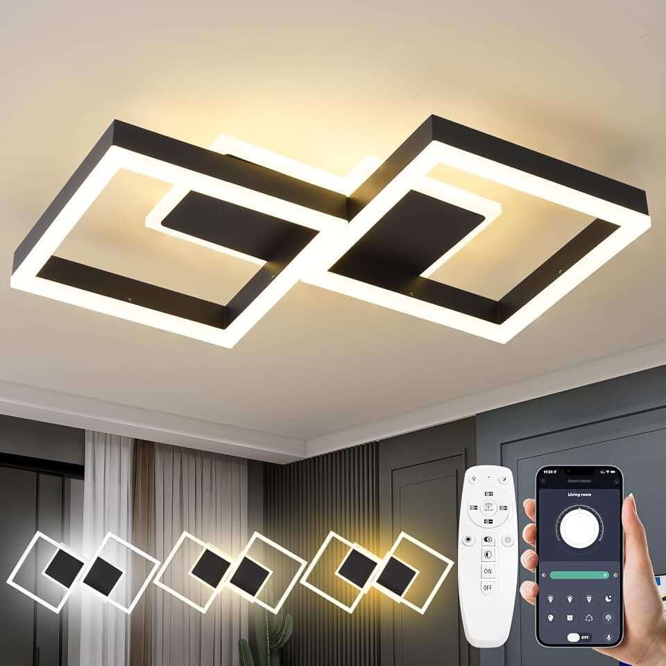 MYCUL Deckenleuchte mit Fernbedienung,32W Dimmbare LED Deckenlampe Schwarz