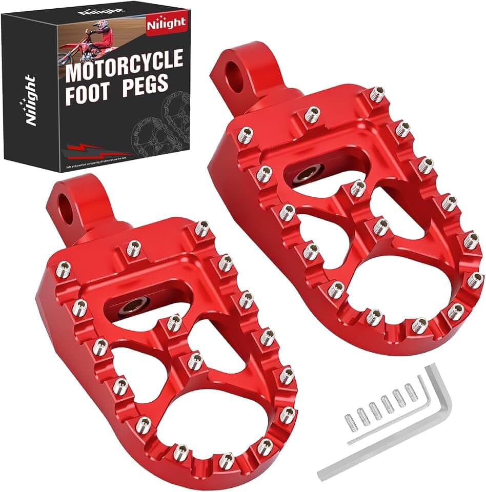 Nilight Motorcycle Foot Pegs Dirt Bike Footpegs Fit for Harley Dyna 1993-2017 Fatboy 1990-2017 Iron 883 2009-2017 Sportster 883 360° Rotating CNC Foot Pegs Heavy Duty Aluminum Alloy Peg Pedal, Red