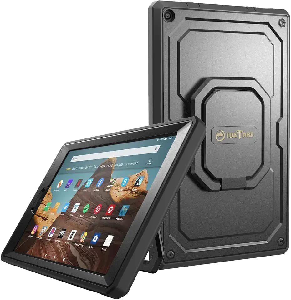 Fintie Tuatara Rotating Case for Fire HD 10 7th/9th Gen 2017/2019, Black