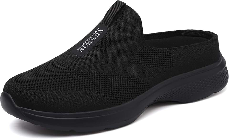Women's Orthopedic Slip-On Mules Sneakers for Plantar Fasciitis Easy Off Recovery Backless Knit Comfortable Lightweight with Arch Support Walking Shoes for Travel, House & Office