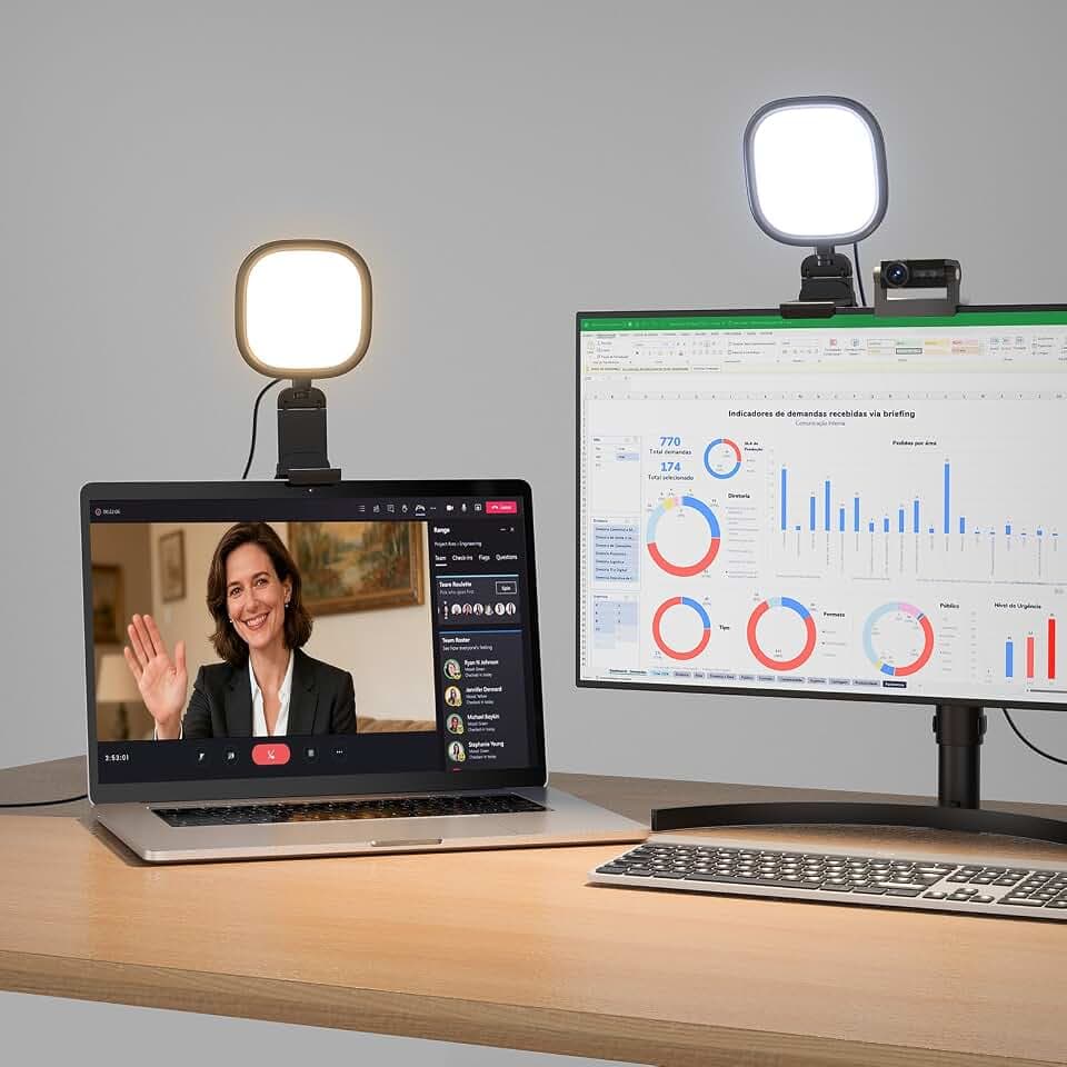 LitONES Ring Light for Laptop, Monitor, Desk, Eye-Caring Diffused LED Light