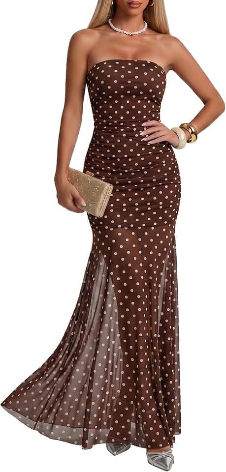Strapless Bodycon Maxi Dress Modal Mesh Formal Dress