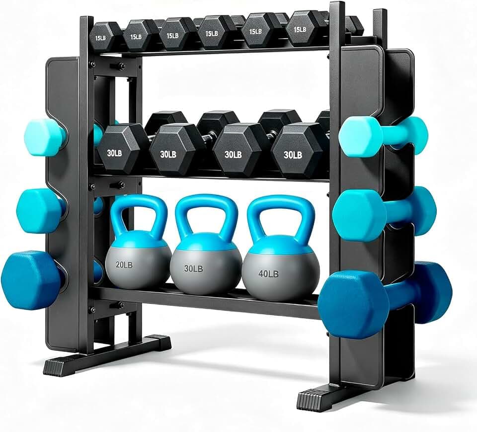 Dumbbell Weight Rack Stand Only, 3-Tier Adjustable Width Heavy Duty 1200LB
