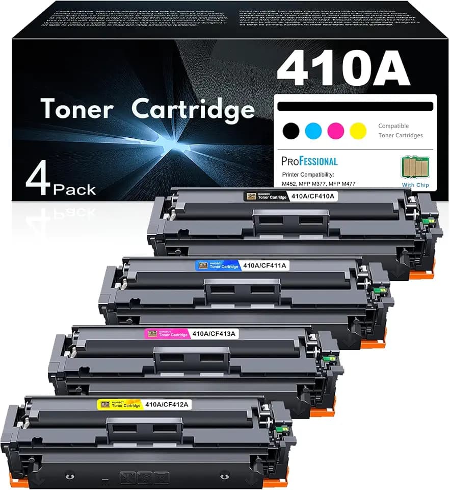 410A Toner Cartridges 4 Pack High Yield M477fnw M452dn M477fdw