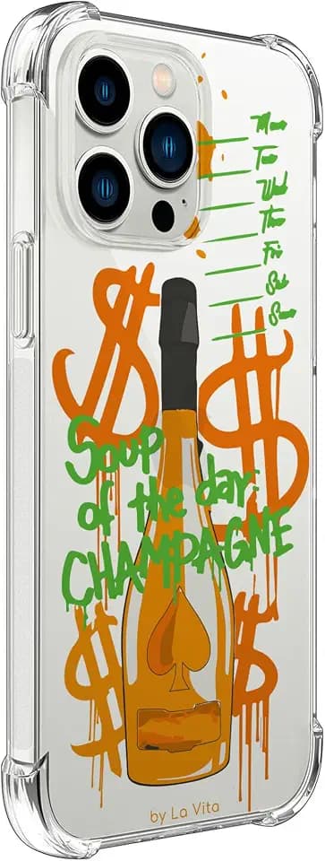Original Transparent Case for iPhone 14 Pro Max - Inspirational Designs,Clear Silicone,Soft Flexible TPU with Shockproof Corners,Easy to Install,Lightweight, 6.3 x 3.1 x 0.4 inch (Orange)