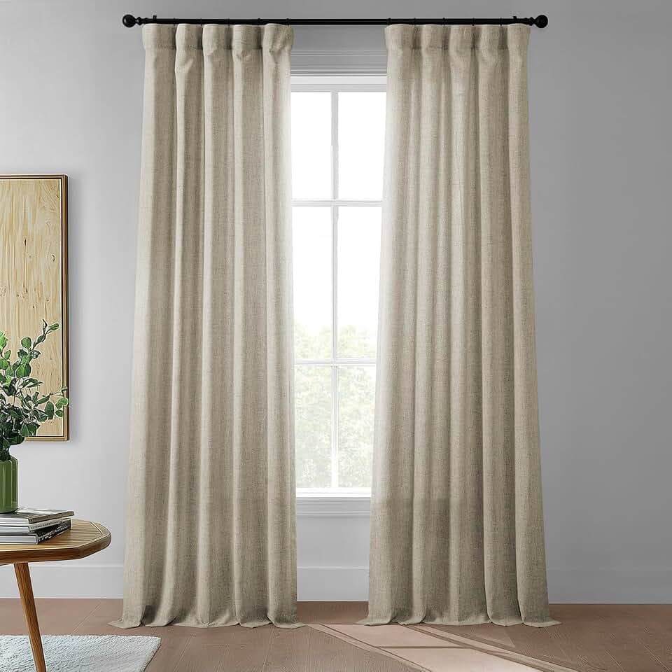 HPD Half Price Drapes Farm Town Faux Linen Textured Semi Sheer Curtains for Bedroom 108 Inches Long (2 Panels) - Rod Pocket Window Curtains for Living Room & Home Decor - 50 X 108, Rustic Oatmeal
