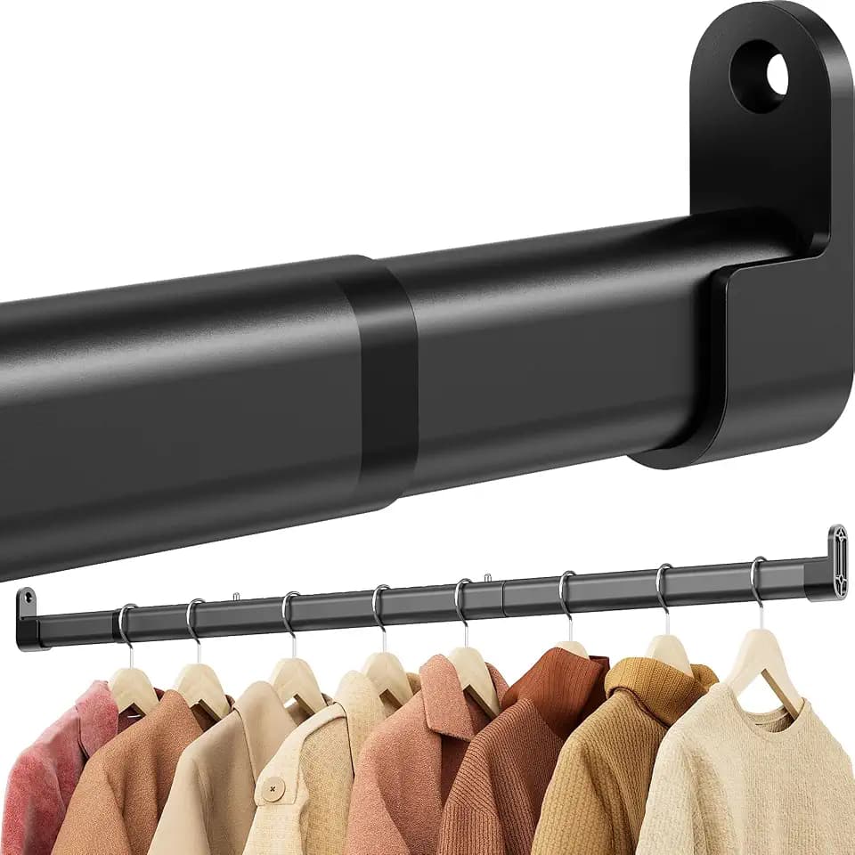 Mavivegue Kleiderstange, 42 bis 161 cm, verstellbare Kleiderstange aus Edelstahl, 28 mm, robuste Kleiderstangen, ausziehbare Kleiderstange, Beschläge für Waschküche, Wohnmobil, Schrankaufbewahrung