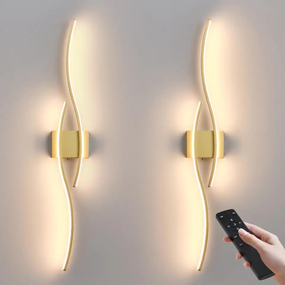 KARTOOSH Wireless Wall Sconces Set of 2, Dimmable LED Sconce with Remote
