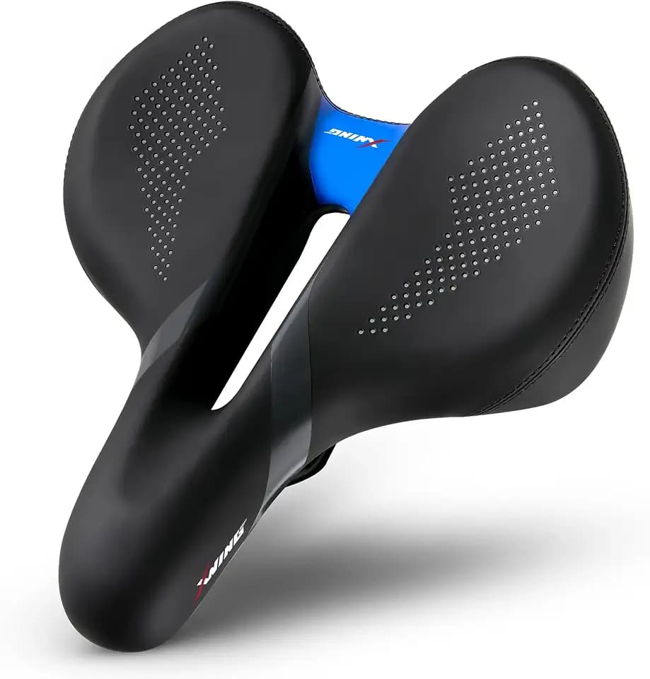 X WING Comfort Bike Seat for Men and Women with Innovative 5-Zone-Concept – Winged Bicycle Saddle with Memory Foam – Exercise Bike Seat for City, MTB & Trekking Bikes