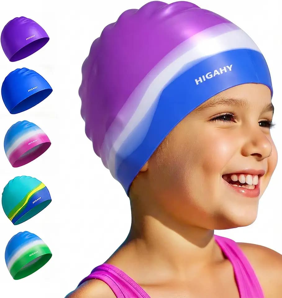 Badekappe Kinder - wasserdichte Badehaube mit UV-Schutz und rutschfest