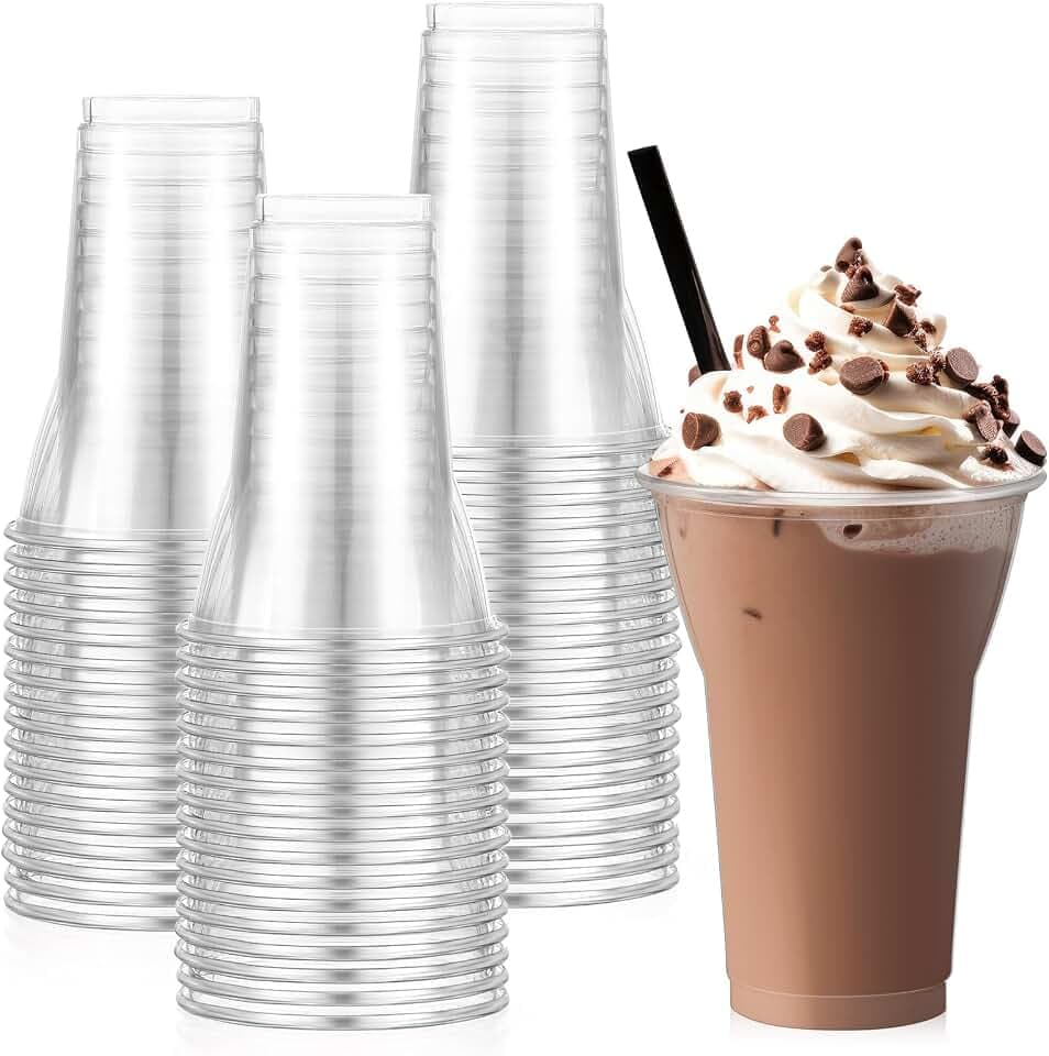 Baderke 100 Pcs Plastic Parfait Cups Root Beer Float Cups, 15 oz