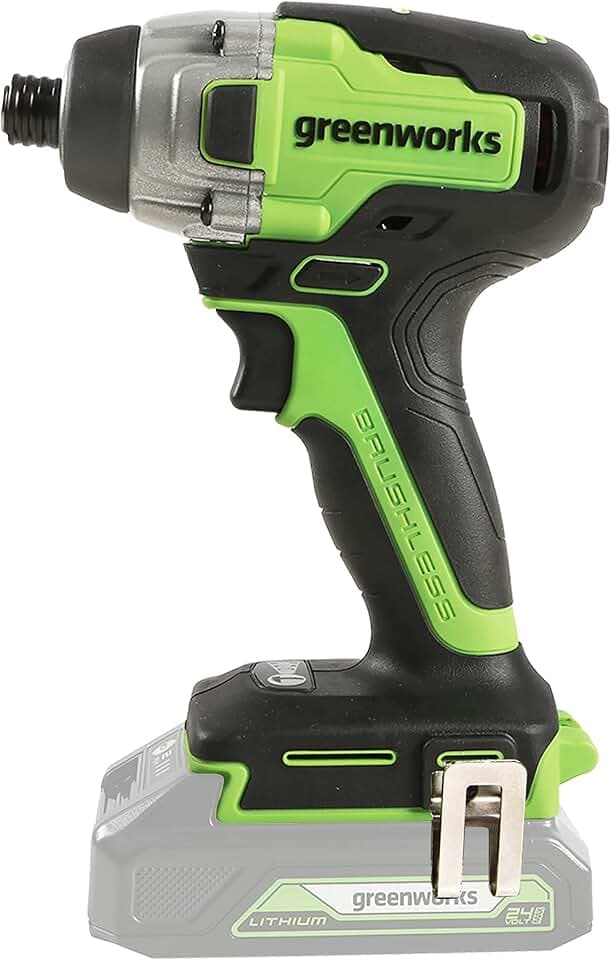 Greenworks GD24ID3 Akku Schlagschrauber mit bürstenlosem Motor, 2800 rpm, 4000 ipm, 300 Nm Drehmoment, 1/4" Sechskantfutter OHNE 24V Akku & Ladegerät, 3 Jahre Garantie