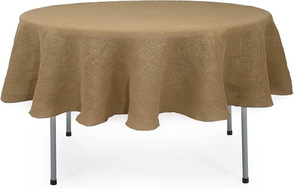 Your Chair Covers - 90 Inch Round Rustic Jute Natural Burlap Tablecloth for Wedding Party Kitchen Home Dining Table Cloth