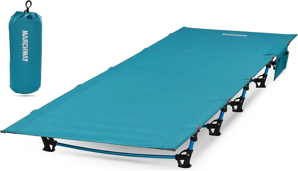 MARCHWAY Ultralight Folding Camping Cot Bed, Portable, Supports 275 lbs