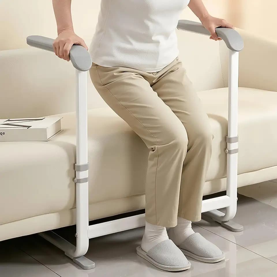 Aufstehhilfe Sofa für Senioren, Höhenverstellbare Rutschfeste Stehhilfe mit Weicher Griffen, Karbonstahl Stabile Mobilitätshilfe Aufstehhilfe für Couch Toilette Bettkante & Sessel Tragfähigkeit 204kg