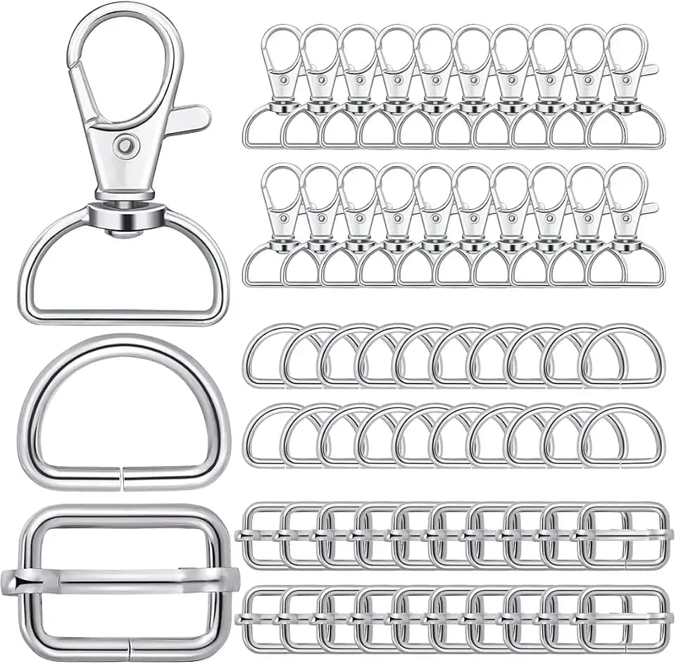 Taschenzubehör zum Nähen Metall Schnallen und Verschlüsse D Ringe 25mm Drehbare Karabinerhaken Mit Drehgelenk Schlüsselanhänger Haken Schieber Gürtelschnallen Rucksack Reparatur