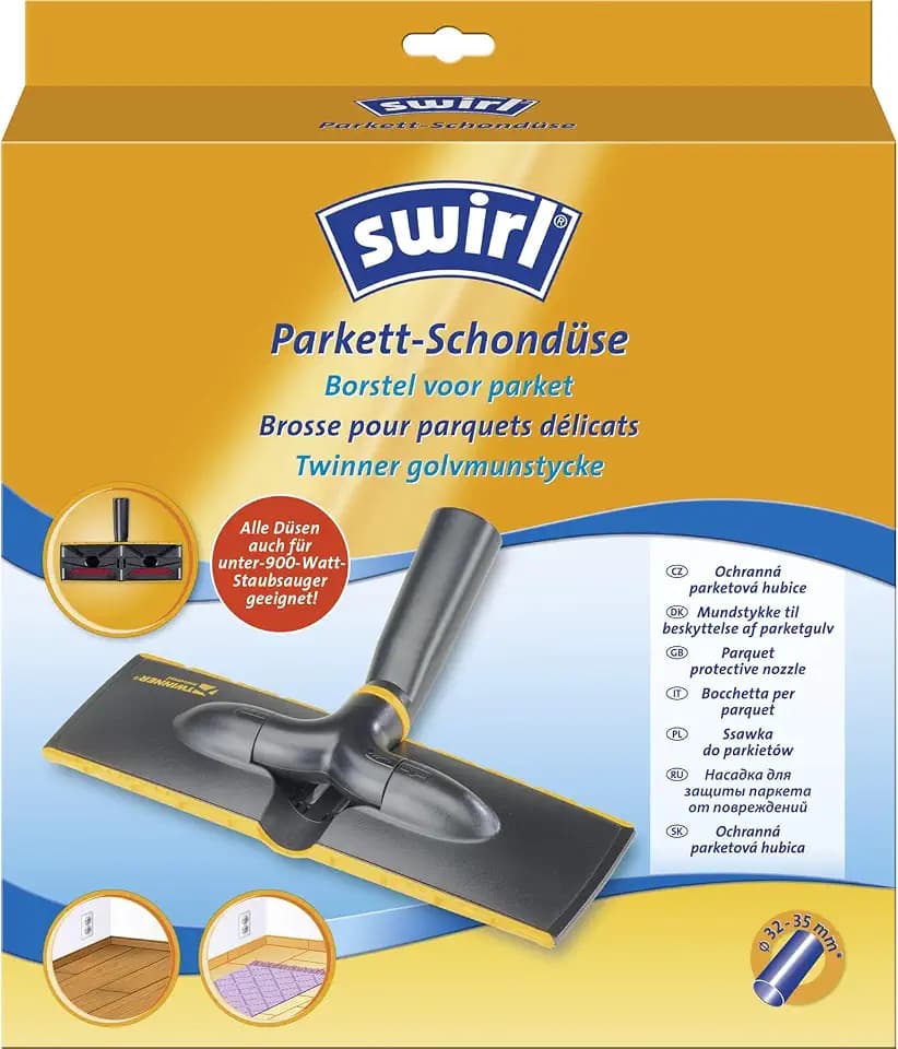 Swirl Parkett-Schondüse – Staubsaugerdüse für empfindliche Böden wie Parkett & Laminat, ultraflaches Design, Universaladapter (32–35 mm), schonende Reinigung, ideal für niedrige Möbel