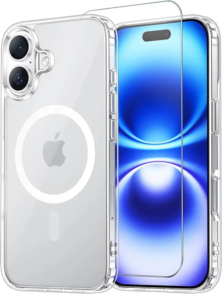 Temdan for iPhone 16 Case with Screen Protector Clear