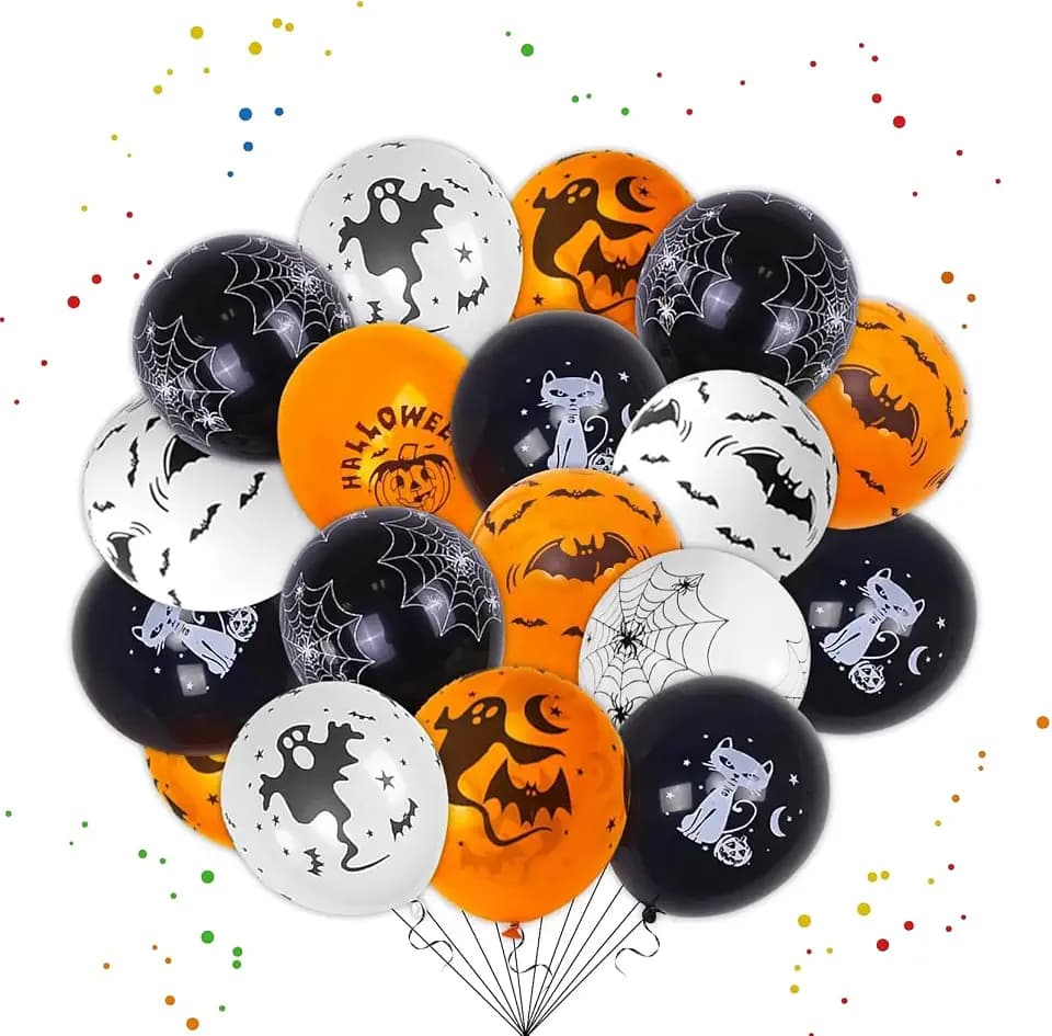 100 Stück Halloween Luftballons Deko 12 Zoll Latex Ballon