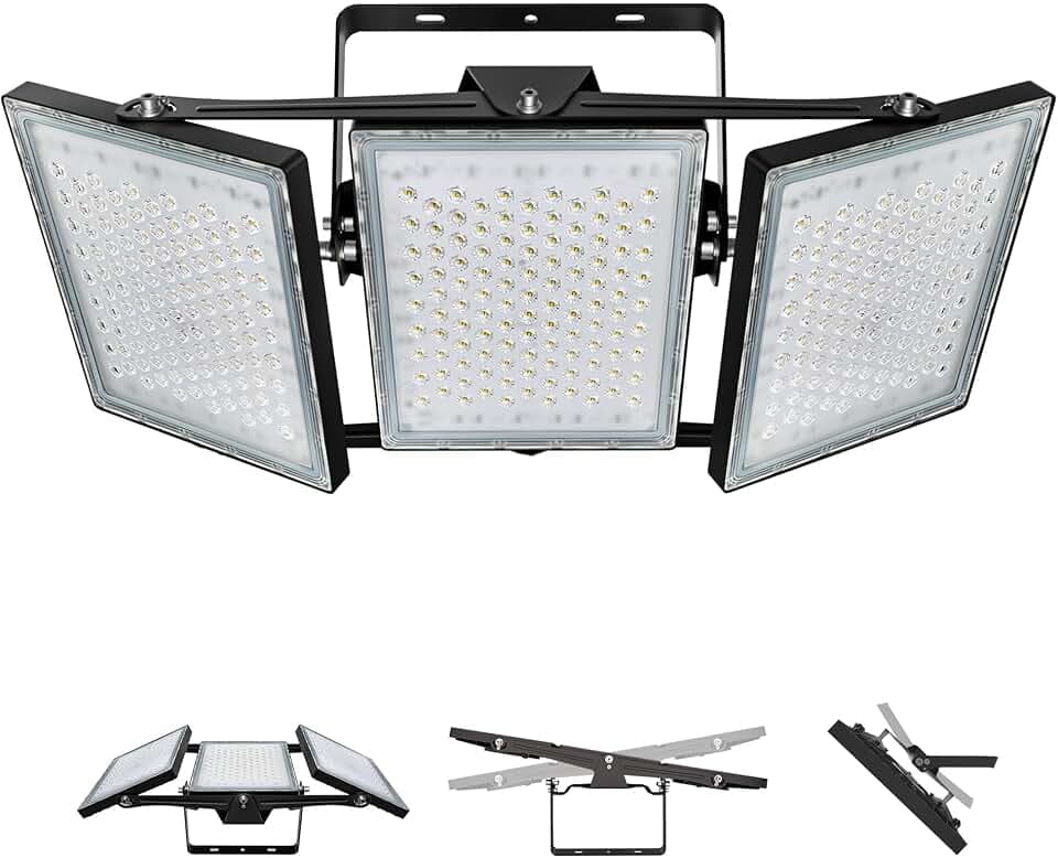 LED Flood Light Outdoor, STASUN 900W 90000lm 6000K Daylight White IP66 Waterproof, Commercial Parking Lot Light,3 Heads for Yard Street Stadium House Floodlight Bright Security Lights for Outdoor Area