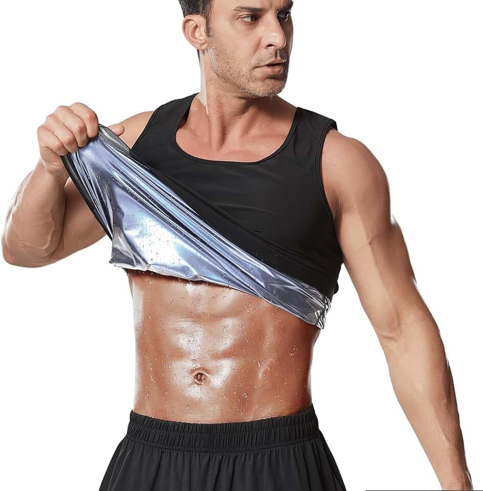 Sauna Vest for Men Waist Trainer Sauna Shirt Sweat Heat Trapping Sleeveless Shirts Weight Loss Workout Shapewear Top