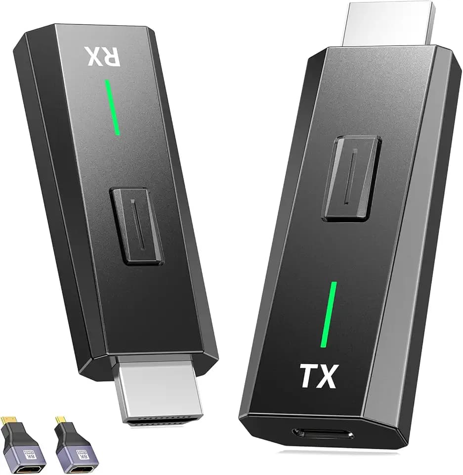 Wireless HDMI Transmitter and Receiver 1080P, 2,4G&5G Dual Band HDMI Wireless Transmitter zur Übertragung von Video und Audio von PC/Laptop/TV-Box auf Monitor/TV/Projektor, Plug and Play
