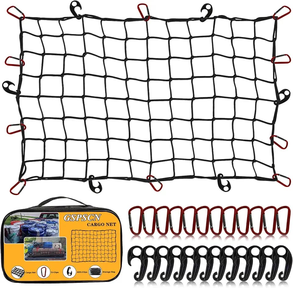 GSPSCN 3' x 4' Portable Heavy Duty Cargo Net Stretched to 9'x12' Max