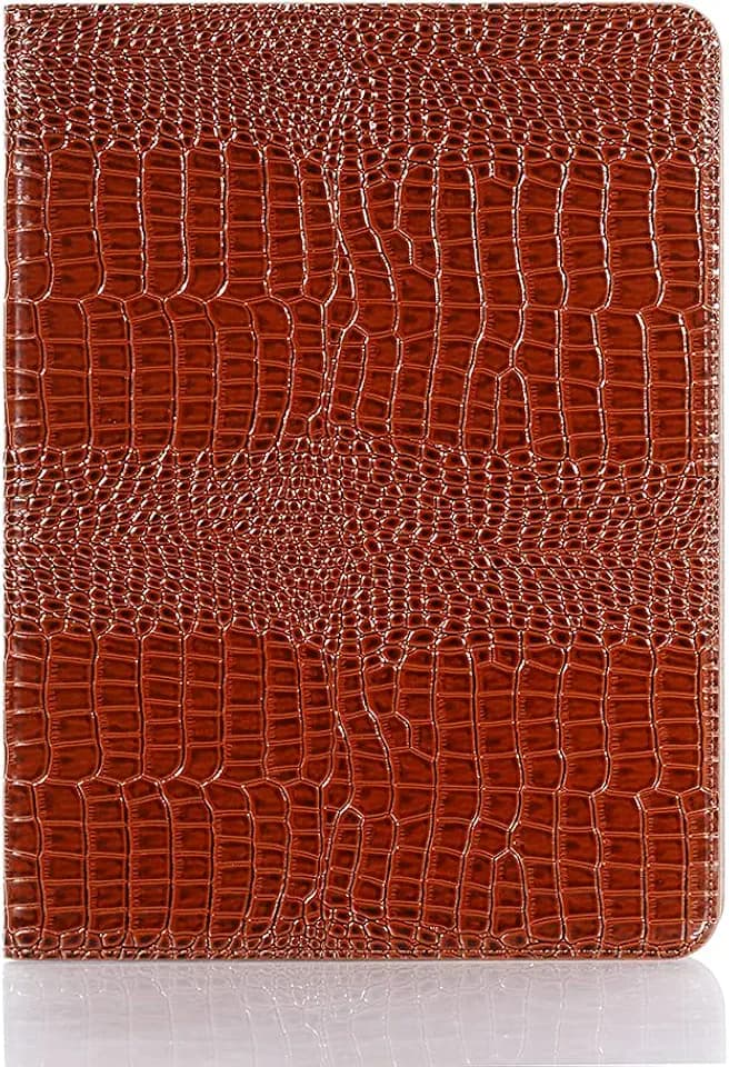 iPad Pro 13'' (M5 2025) (M4 2024) Case for Women, DMaos Synthetic Crocodile Leather Stand Folio Smart Cover with Pen Holder, Auto Sleep/Wake - Brown